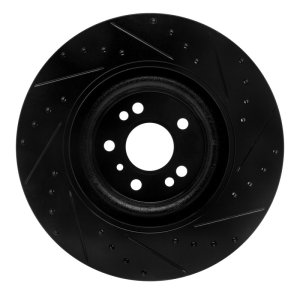 Mercedes-Benz GL350 Brake Rotor (1) - Front Left - R1 Concepts - Drilled & Slotted - Black - `06-`12